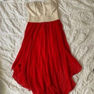 Cream & Red Handkerchief Dress
